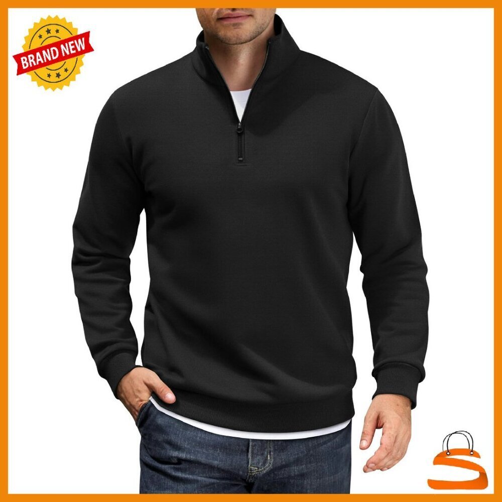 Men's Quarter Zip Pullover Lightweight Mock Neck Sweatshirt Long Sleeve